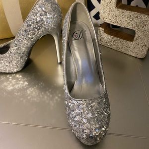 Silver Sequin Formal  5 inch Heel